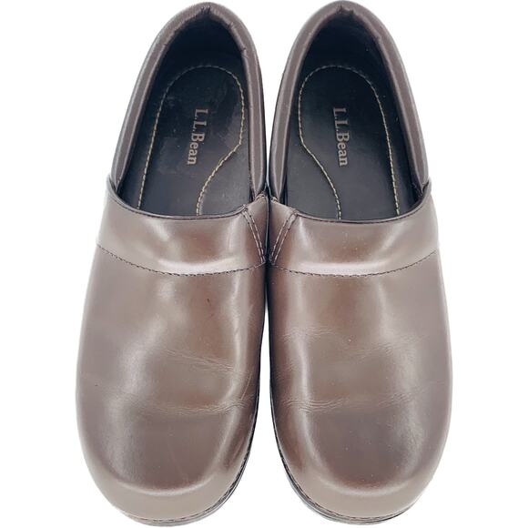 LL Bean Shoes Womens 8.5M  Brown Clogs Classic Klogs Heel Slip On Rubber Sole - Picture 2 of 9